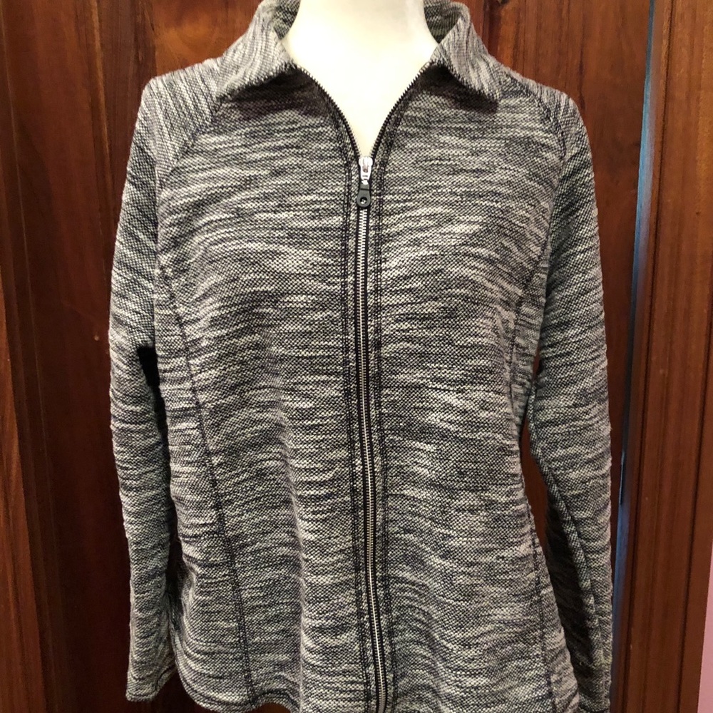 Black and white Chico’s zip up jacket